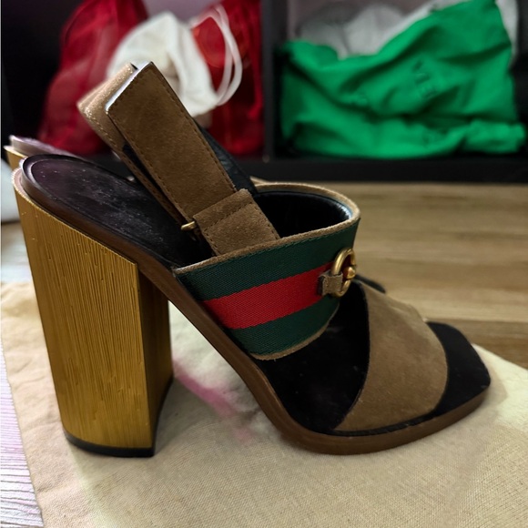 Gucci Brown and Green High Heel Sandals